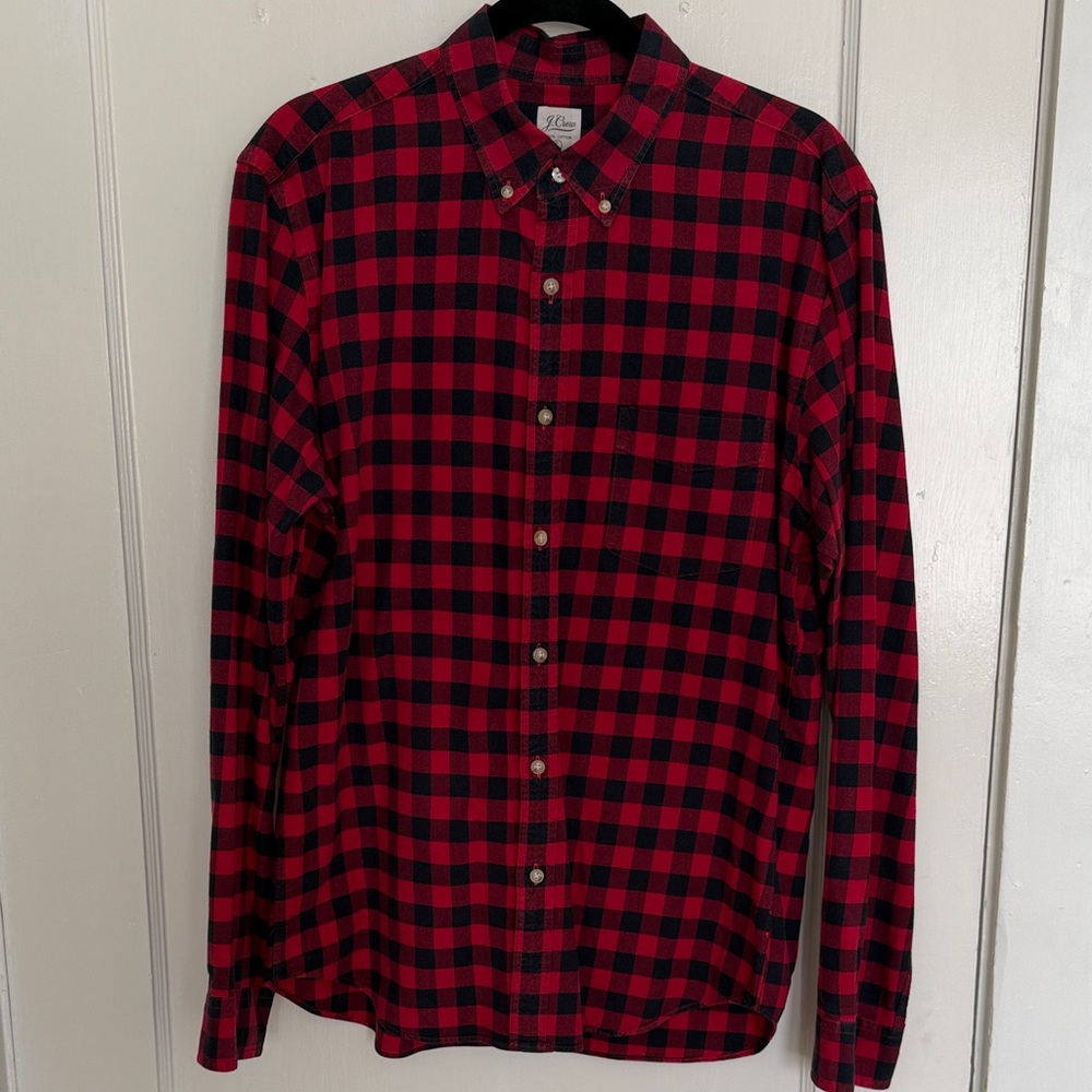 J. Crew Red and Black Checkered Shirt